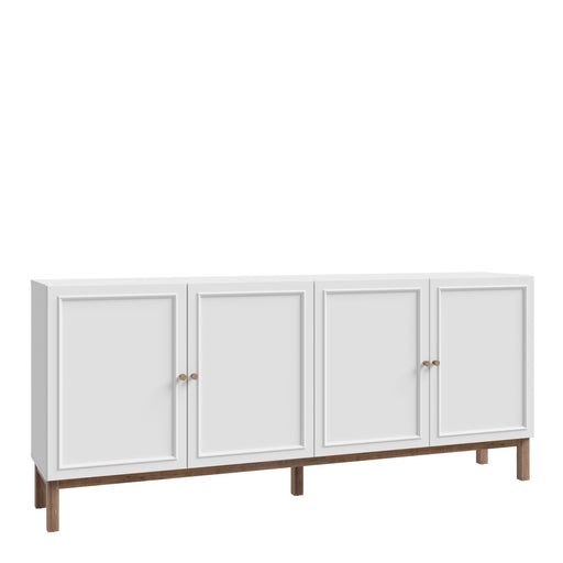 Wensley 4 Door 1 Drawer Sideboard in Light Grey and Oak – image 1
