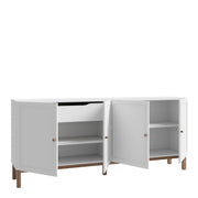 Wensley 4 Door 1 Drawer Sideboard in Light Grey and Oak – image 3
