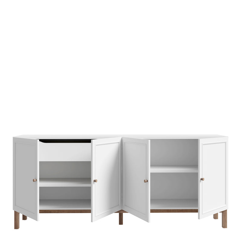 Wensley 4 Door 1 Drawer Sideboard in Light Grey and Oak – image 4