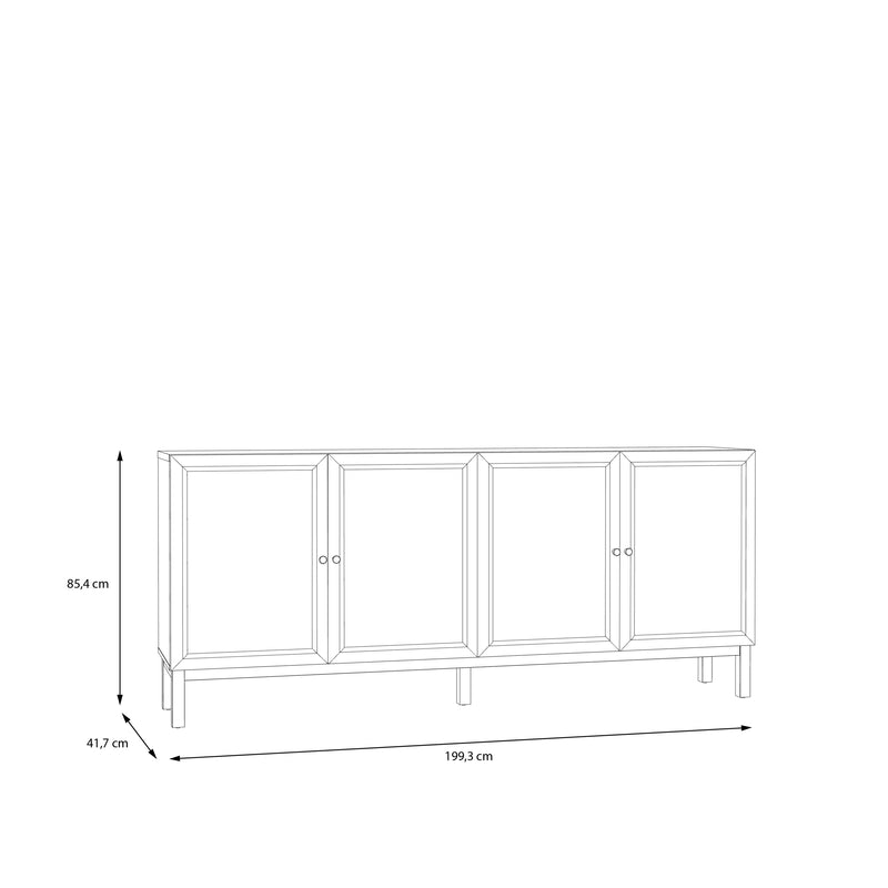 Wensley 4 Door 1 Drawer Sideboard in Light Grey and Oak – image 7