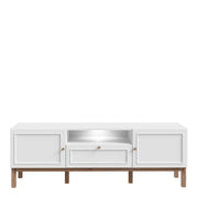 Wensley 2 Door 1 Drawer TV Unit in Light Grey and Oak inc LED Lighting – image 2