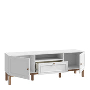 Wensley 2 Door 1 Drawer TV Unit in Light Grey and Oak inc LED Lighting – image 3