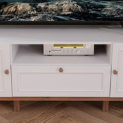 Wensley 2 Door 1 Drawer TV Unit in Light Grey and Oak inc LED Lighting – image 6