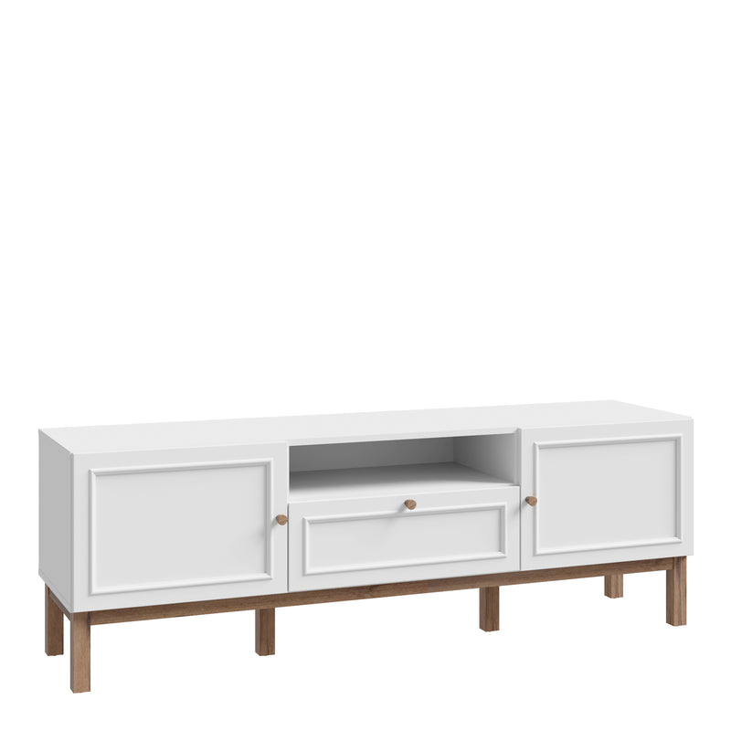 Wensley 2 Door 1 Drawer TV Unit in Light Grey and Oak – image 1