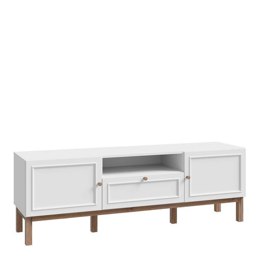 Wensley 2 Door 1 Drawer TV Unit in Light Grey and Oak – image 1
