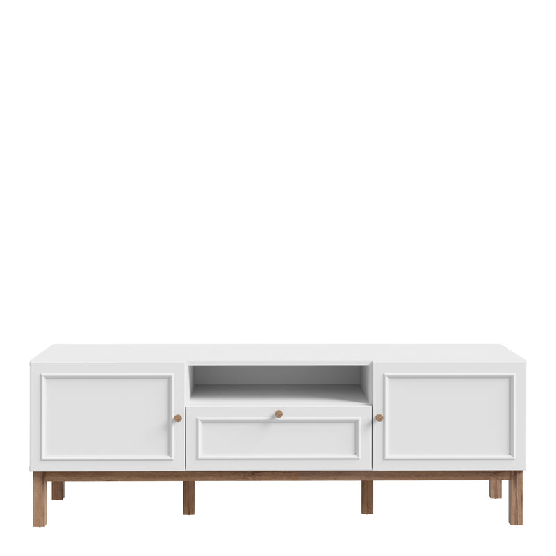Wensley 2 Door 1 Drawer TV Unit in Light Grey and Oak – image 2