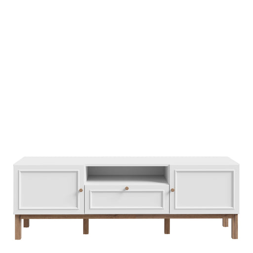 Wensley 2 Door 1 Drawer TV Unit in Light Grey and Oak – image 2