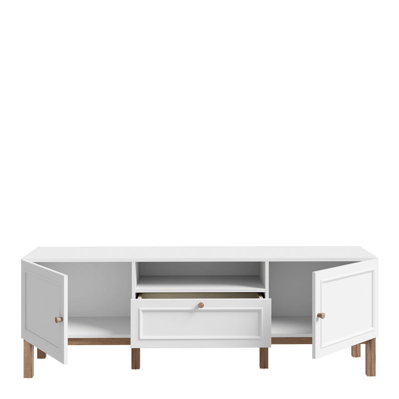 Wensley 2 Door 1 Drawer TV Unit in Light Grey and Oak – image 4