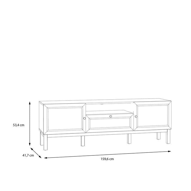Wensley 2 Door 1 Drawer TV Unit in Light Grey and Oak – image 8