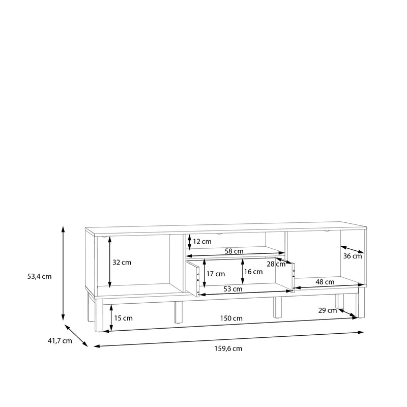 Wensley 2 Door 1 Drawer TV Unit in Light Grey and Oak – image 9