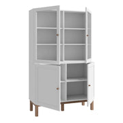 Wensley Display Cabinet with 2 Doors and 2 Glass Doors in Light Grey and Oak inc LED Lighting – image 3