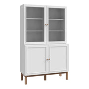 Wensley Display Cabinet with 2 Doors and 2 Glass Doors in Light Grey and Oak – image 1