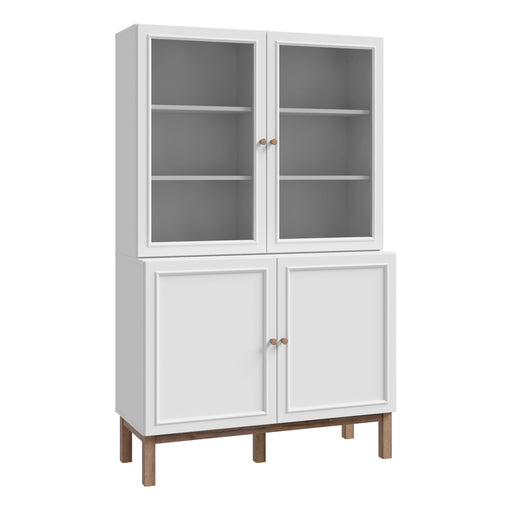 Wensley Display Cabinet with 2 Doors and 2 Glass Doors in Light Grey and Oak – image 1