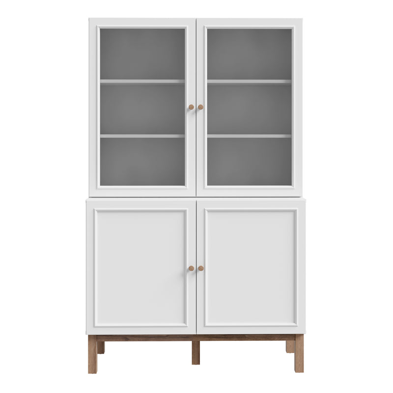 Wensley Display Cabinet with 2 Doors and 2 Glass Doors in Light Grey and Oak – image 2