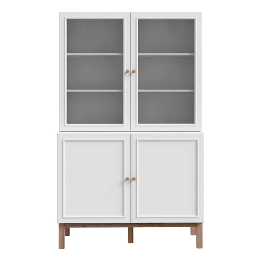 Wensley Display Cabinet with 2 Doors and 2 Glass Doors in Light Grey and Oak – image 2