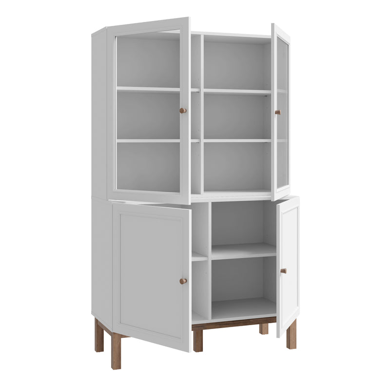 Wensley Display Cabinet with 2 Doors and 2 Glass Doors in Light Grey and Oak – image 3