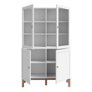 Wensley Display Cabinet with 2 Doors and 2 Glass Doors in Light Grey and Oak – image 4