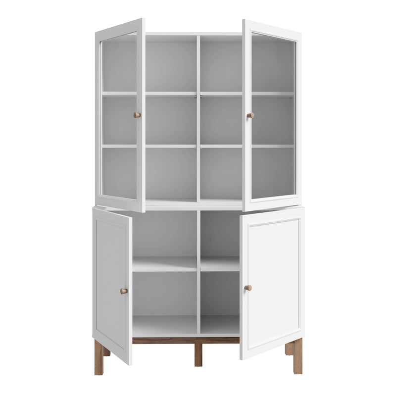 Wensley Display Cabinet with 2 Doors and 2 Glass Doors in Light Grey and Oak – image 4