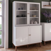 Wensley Display Cabinet with 2 Doors and 2 Glass Doors in Light Grey and Oak – image 6