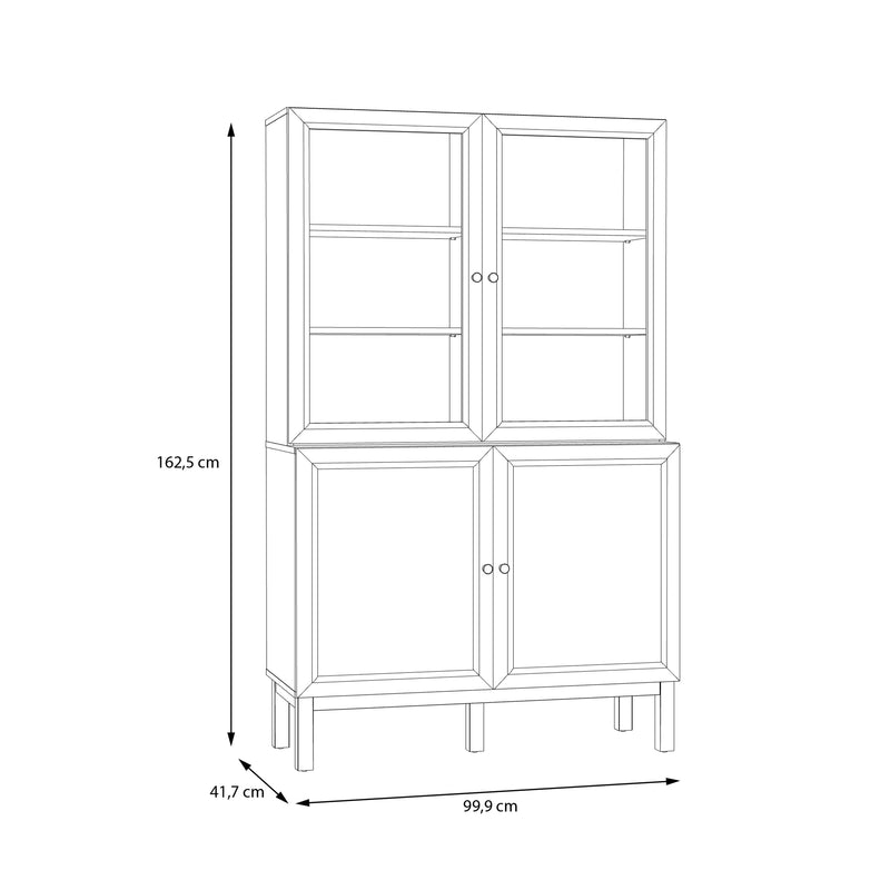 Wensley Display Cabinet with 2 Doors and 2 Glass Doors in Light Grey and Oak – image 7
