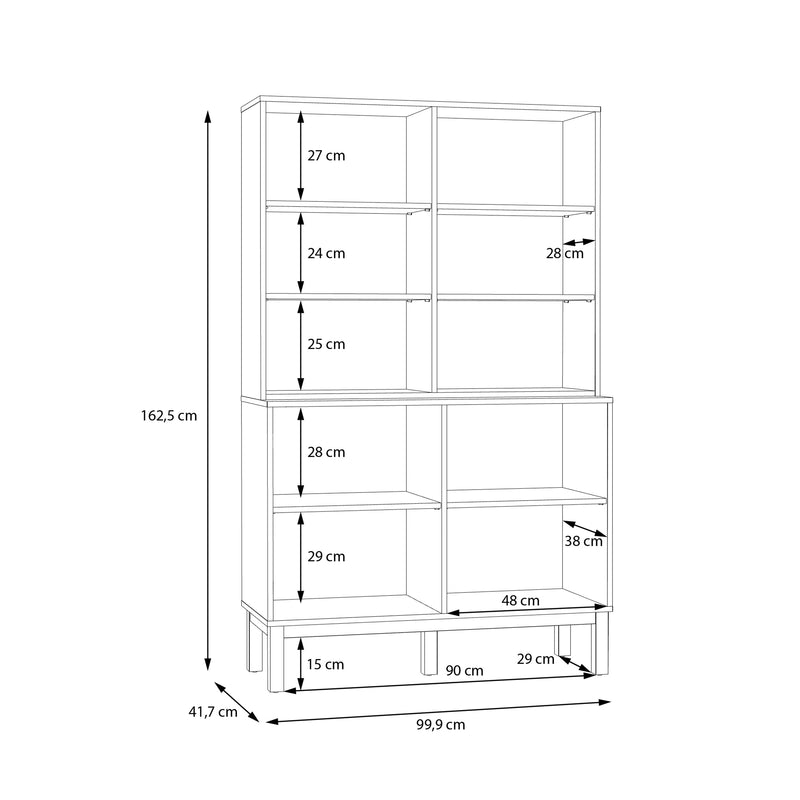 Wensley Display Cabinet with 2 Doors and 2 Glass Doors in Light Grey and Oak – image 8