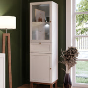 Wensley Display Cabinet with 1 Door 1 Drawer and 1 Glass Door in Light Grey and Oak inc LED Lighting – image 7