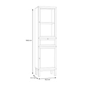 Wensley Display Cabinet with 1 Door 1 Drawer and 1 Glass Door in Light Grey and Oak inc LED Lighting – image 9