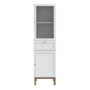 Wensley Display Cabinet with 1 Door 1 Drawer and 1 Glass Door in Light Grey and Oak – image 2
