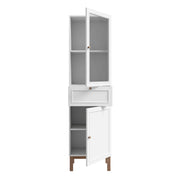 Wensley Display Cabinet with 1 Door 1 Drawer and 1 Glass Door in Light Grey and Oak – image 4