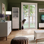 Wensley Display Cabinet with 1 Door 1 Drawer and 1 Glass Door in Light Grey and Oak – image 5