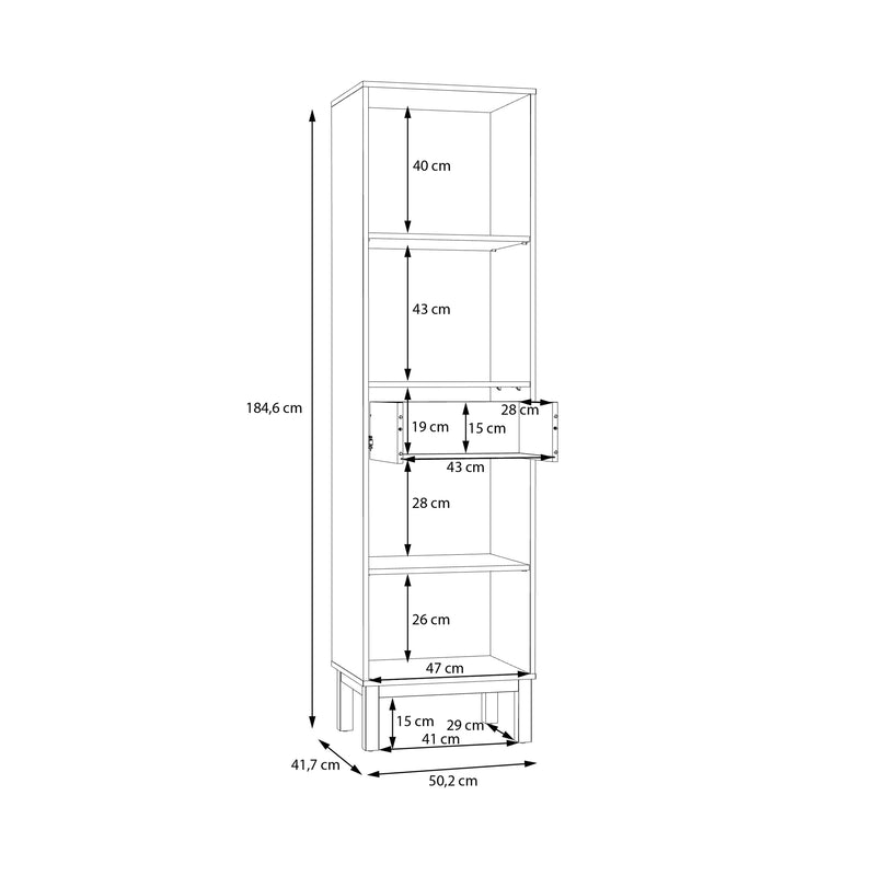 Wensley Display Cabinet with 1 Door 1 Drawer and 1 Glass Door in Light Grey and Oak – image 8