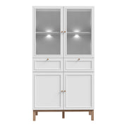 Wensley Display Cabinet with 2 Doors 2 Drawers and 2 Glass Doors in Light Grey and Oak inc LED Lighting – image 2