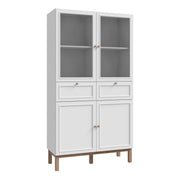 Wensley Display Cabinet with 2 Doors 2 Drawers and 2 Glass Doors in Light Grey and Oak – image 1