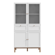 Wensley Display Cabinet with 2 Doors 2 Drawers and 2 Glass Doors in Light Grey and Oak – image 2