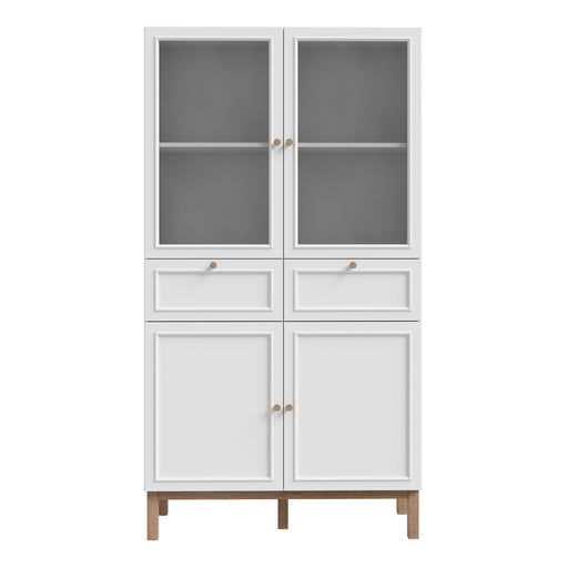 Wensley Display Cabinet with 2 Doors 2 Drawers and 2 Glass Doors in Light Grey and Oak – image 2