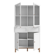 Wensley Display Cabinet with 2 Doors 2 Drawers and 2 Glass Doors in Light Grey and Oak – image 4