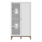 Wensley Display Cabinet with 1 Door and 1 Glass Door in Light Grey and Oak inc LED Lighting – image 2