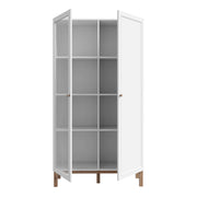 Wensley Display Cabinet with 1 Door and 1 Glass Door in Light Grey and Oak inc LED Lighting – image 4