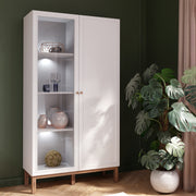 Wensley Display Cabinet with 1 Door and 1 Glass Door in Light Grey and Oak inc LED Lighting – image 7