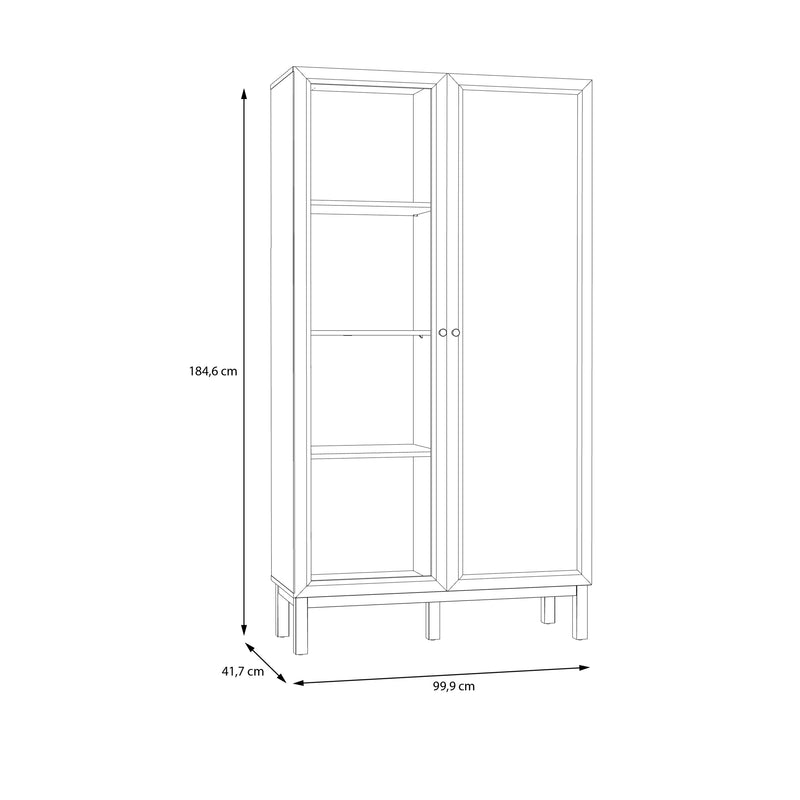 Wensley Display Cabinet with 1 Door and 1 Glass Door in Light Grey and Oak inc LED Lighting – image 9