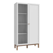 Wensley Display Cabinet with 1 Door and 1 Glass Door in Light Grey and Oak – image 1