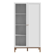 Wensley Display Cabinet with 1 Door and 1 Glass Door in Light Grey and Oak – image 2