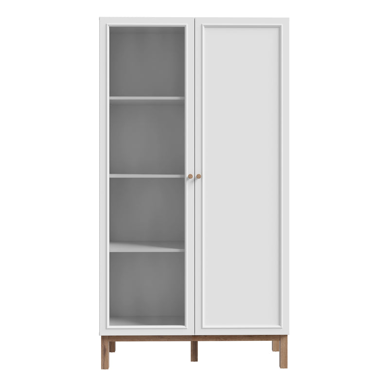 Wensley Display Cabinet with 1 Door and 1 Glass Door in Light Grey and Oak – image 2