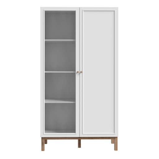 Wensley Display Cabinet with 1 Door and 1 Glass Door in Light Grey and Oak – image 2