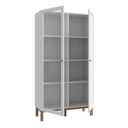 Wensley Display Cabinet with 1 Door and 1 Glass Door in Light Grey and Oak – image 3