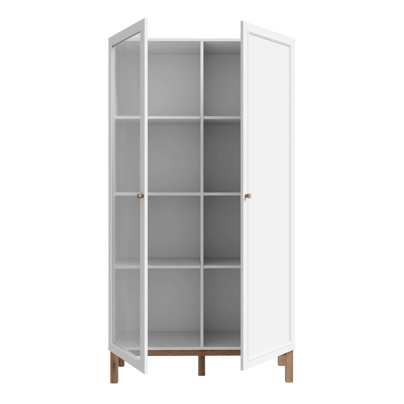 Wensley Display Cabinet with 1 Door and 1 Glass Door in Light Grey and Oak – image 4