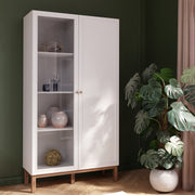 Wensley Display Cabinet with 1 Door and 1 Glass Door in Light Grey and Oak – image 6