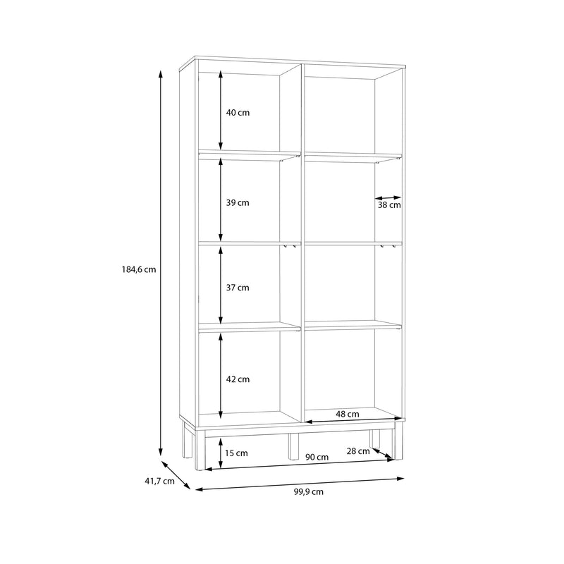 Wensley Display Cabinet with 1 Door and 1 Glass Door in Light Grey and Oak – image 8