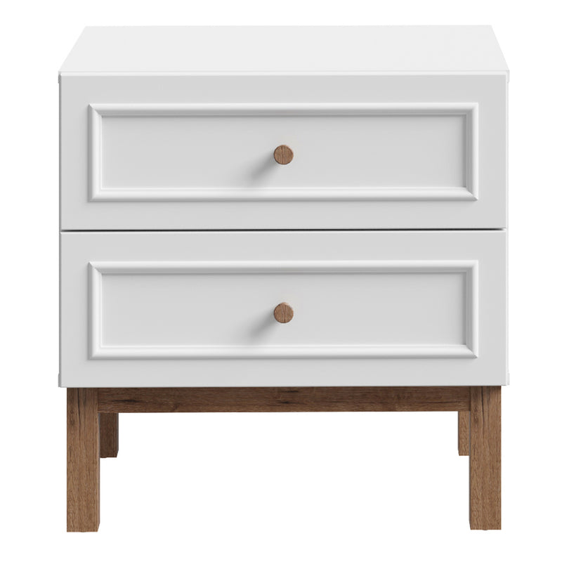 Wensley 2 Drawer Bedside Chest in Light Grey and Oak – image 2