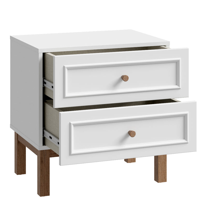 Wensley 2 Drawer Bedside Chest in Light Grey and Oak – image 3